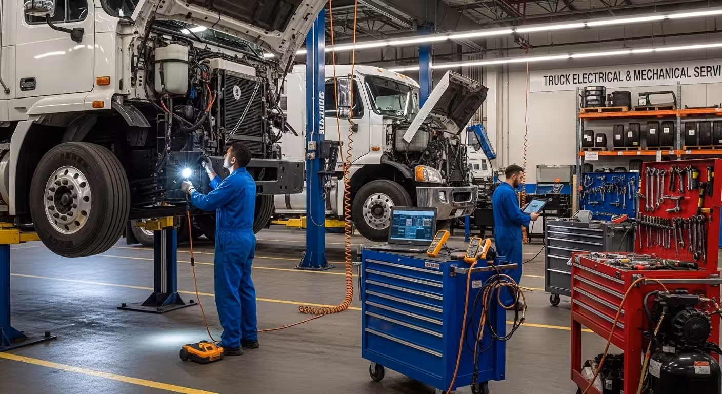 Oficina da Wap Automotivo com diversos veículos em manutenção, destacando os serviços de elétrica e mecânica geral, com foco na organização e profissionalismo.